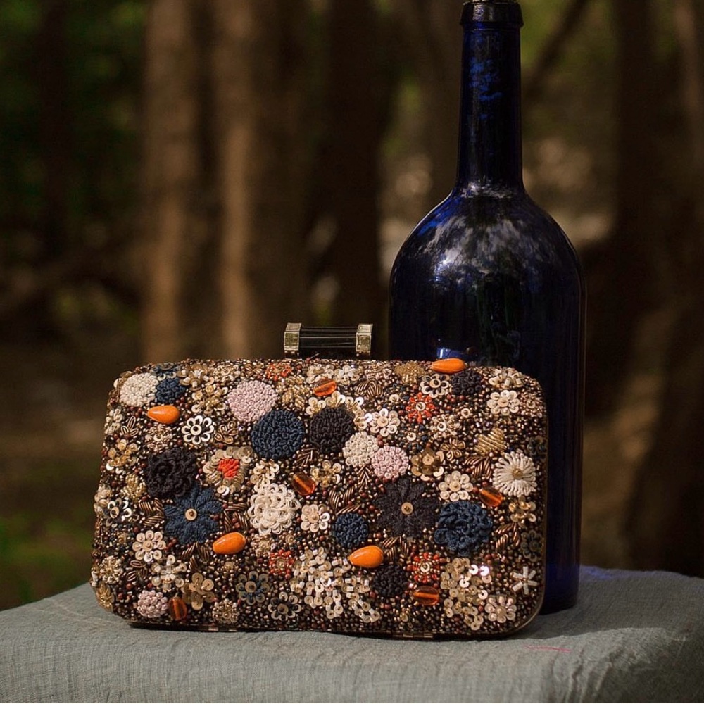 Embellished Floral Clutch